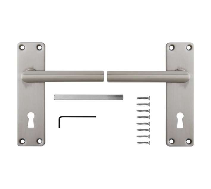 Dortello Coupe Oulu Handle Plate with Keyhole Escutcheon - Stainless Steel