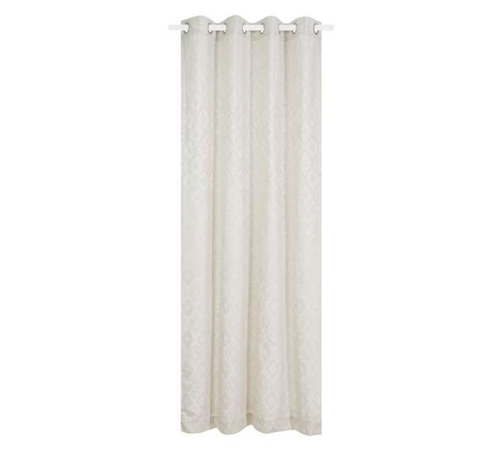 Design House Jacquard Arlo Geo Eyelet Curtain - Beige (1400 x 2250mm)