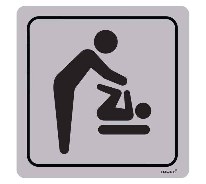 Tower Aluminium Baby Changing Station Sign - Grey (150 x 150mm)