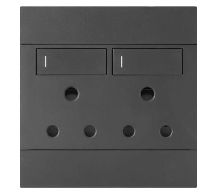 Veti Double Socket 16A RSA 4x4 - Charcoal