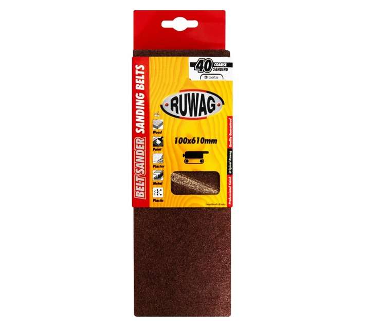 Ruwag 100 x 610mm P40 Sanding Belts (3 Pack)