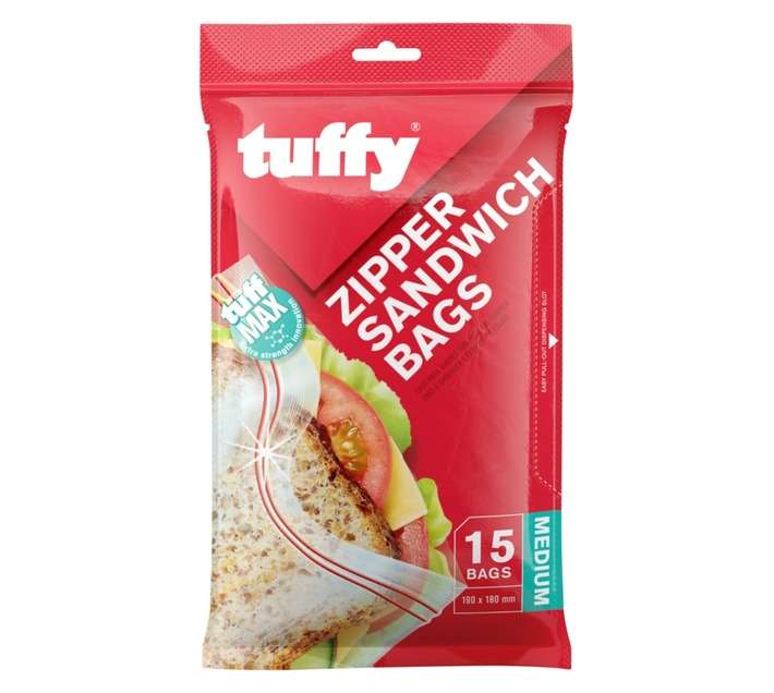 Tuffy Medium Sandwich Zipper Bags - Clear (150 x 250mm)