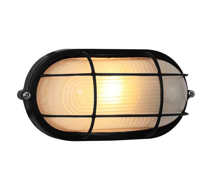 Eurolux B58B Small Oval Bulkhead with Grid - Black (60W)