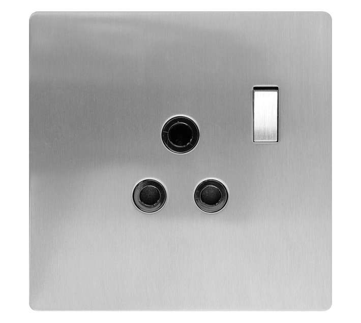 CBI 4x4 Single Switched Socket - Silver/metal