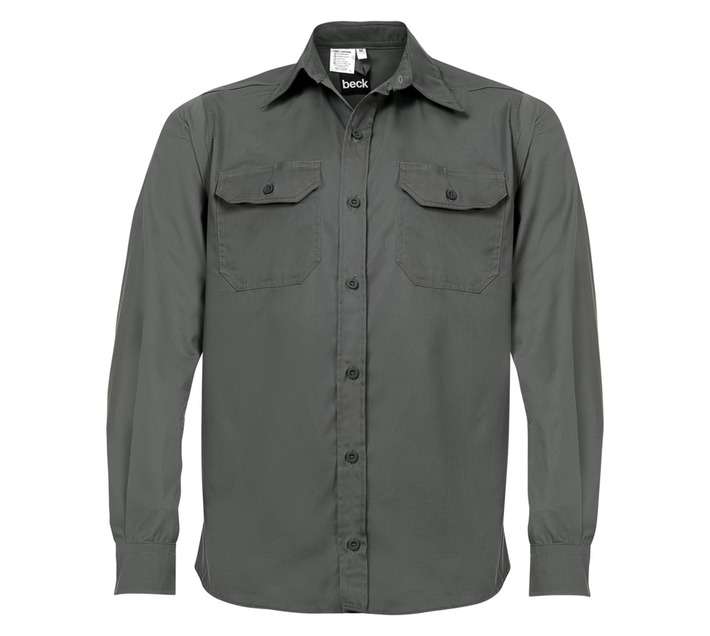 Beck Cotton Long Sleeve Shirt - Olive (Extra L)