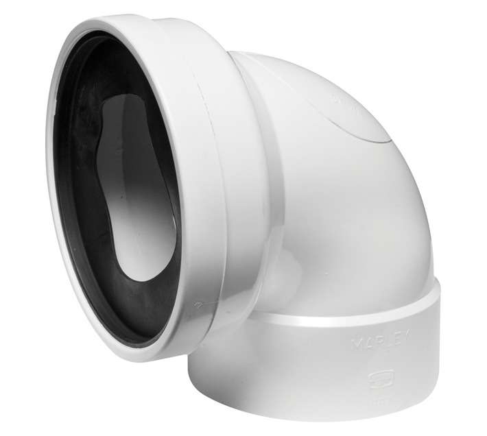 Marley Pipes PVC 87.5 Degree Pan Collar Plain Bend - White (110mm)