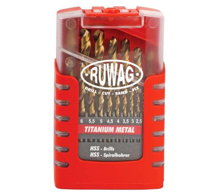 Ruwag Titanium Metal Drill Bit Set and Grip Box (19 Piece)