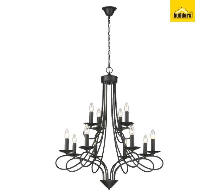 Radiant 12 Light Chandelier E14 - Black (770 x 4000mm)