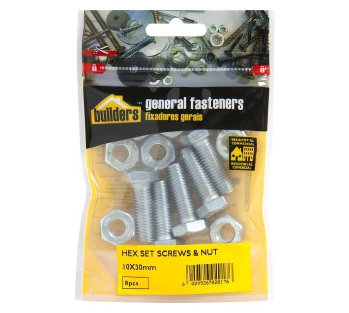 BP-SETN1030-8 8 x Hex Bolts and Nuts Set (10 x 30mm)