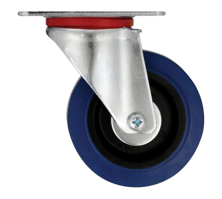 Hillaldam Castor Swivel Rubber Plate - Blue (100 x 128mm)