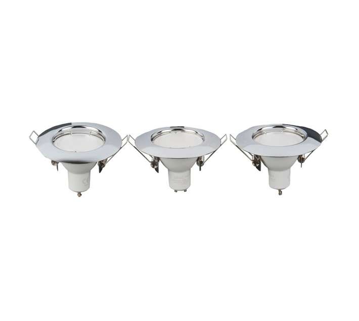 Lightworx 3 x LED GU10 Round Downlight - Polished Chrome (4w)