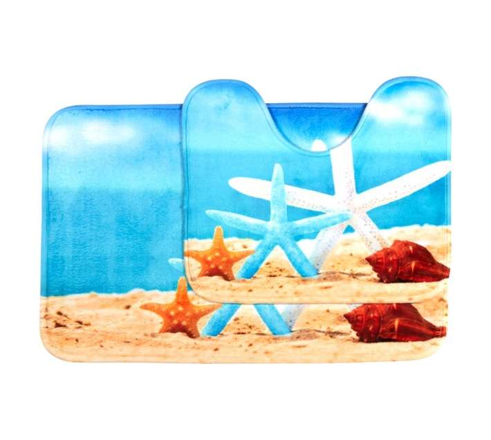 Waltex 2 Piece Memories Bath Mat Sum Beach Printed