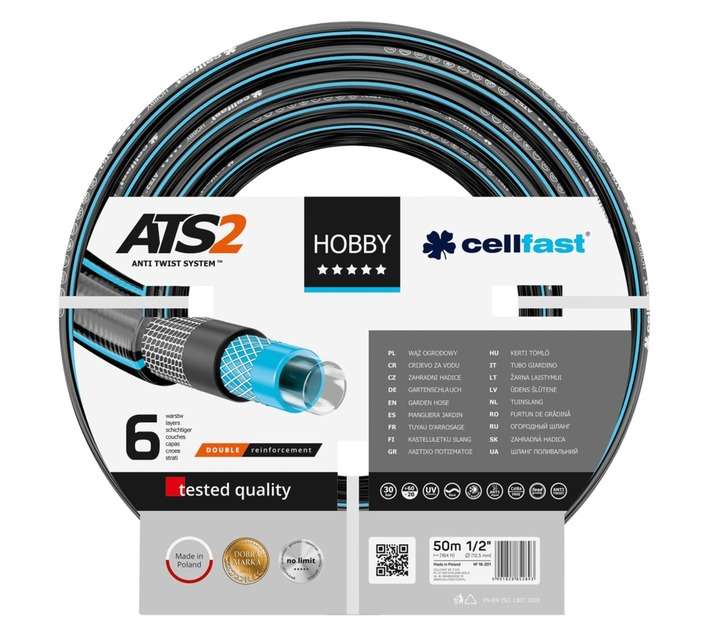 Cellfast 16-201 Hobby Garden Hose - Black/Blue (50M)