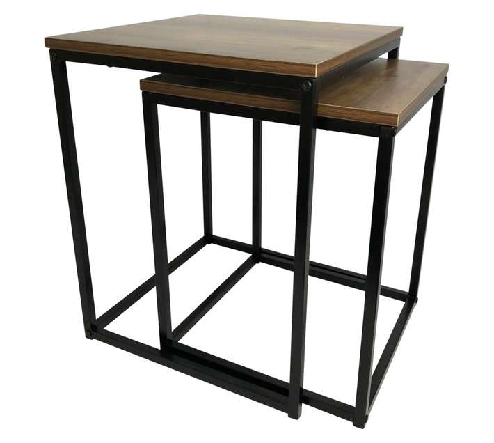 Home and Kitchen 2 x Side Tables Set - Brown/Black