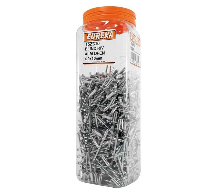 Eureka 500 x Aluminium Open Blind Rivets (4 x 10mm)