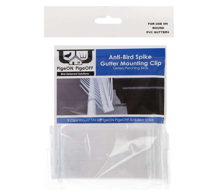 PigeON PigeOFF 3 x Bird Spike Box Gutter Clips - White
