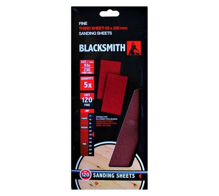 Blacksmith 1/3 Aluoxide Sand Paper Sheet 120 Grit (93 x 230mm)