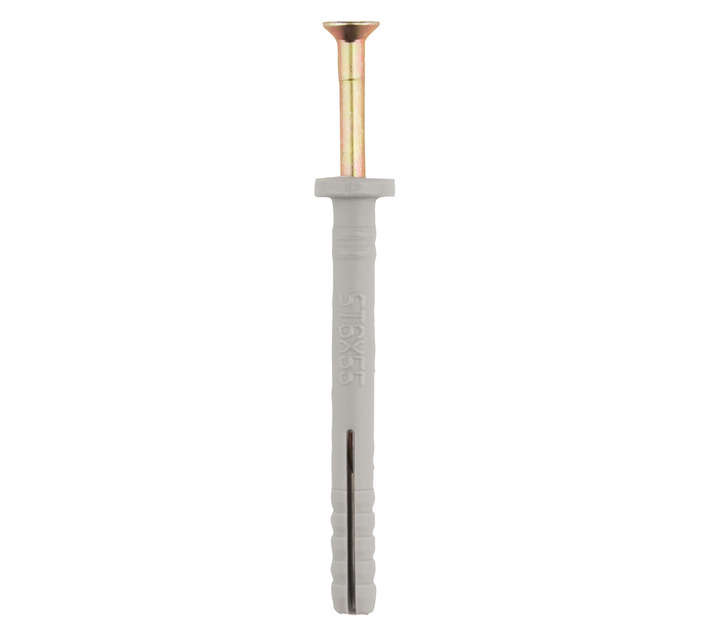 Safe Top 100 x Nylon Nail In Anchors (6 x 55mm)