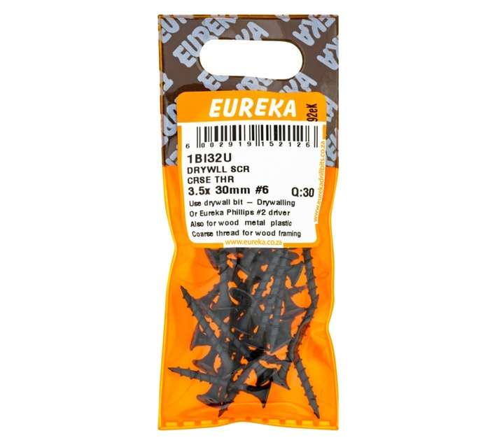 Eureka 30 x Coarse Thread Drywall Screws (3.5 x 30mm)