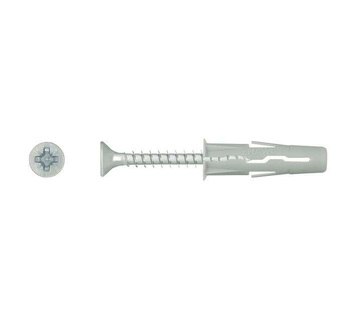 Rawlplug 24 x Universal Uno Plugs and Screws - White (7 x 30mm)