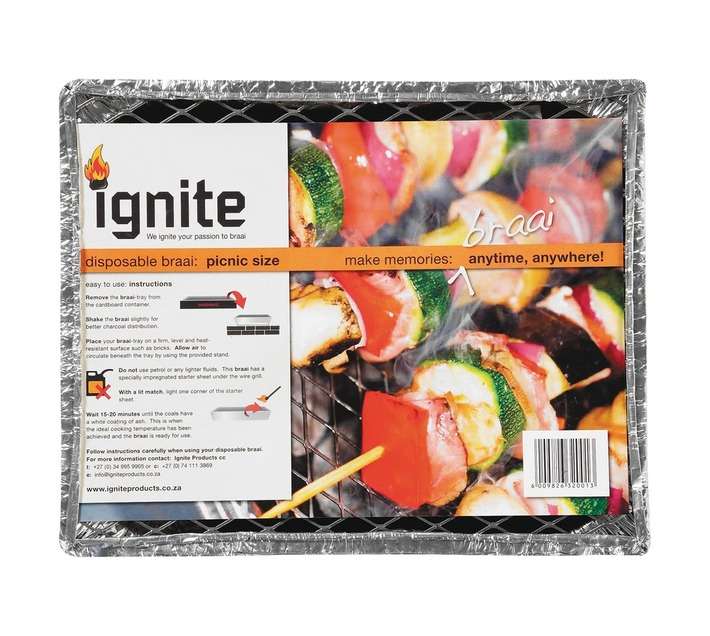 Ignite Picnic Disposable Braai 300 x 230mm Charcoal