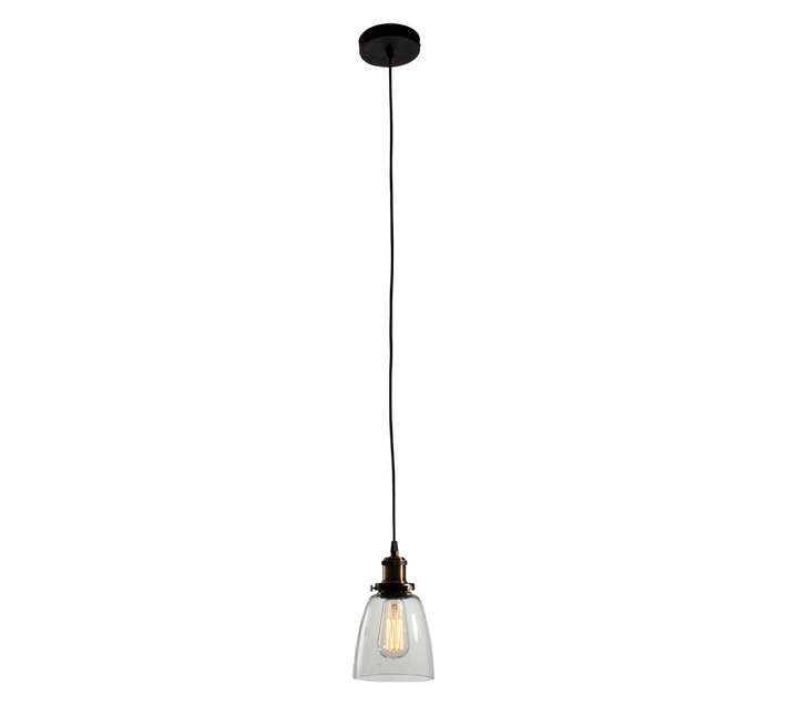 Eurolux P489 Farmhouse Clear Glass Pendant - Black/Clear (145 x 200mm)