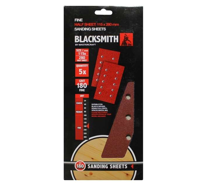 Blacksmith 1/2 Aluoxide Sand Paper Sheet 180 Grit (115 x 280mm)