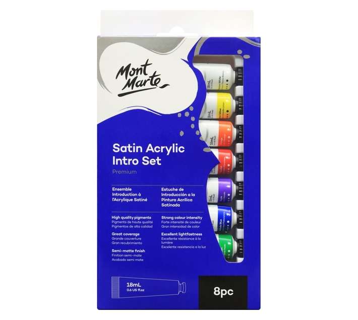 Mont Marte 8 Piece Satin Acrylic Intro Paint Set - Assorted (18ml)