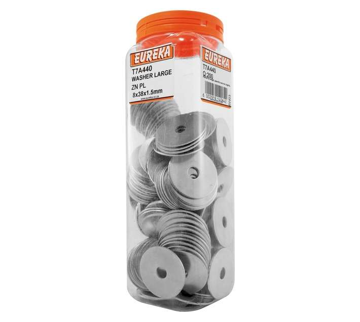 Eureka 200 x Large Zinc Plated Washers (8 x 38 x 1.5mm)
