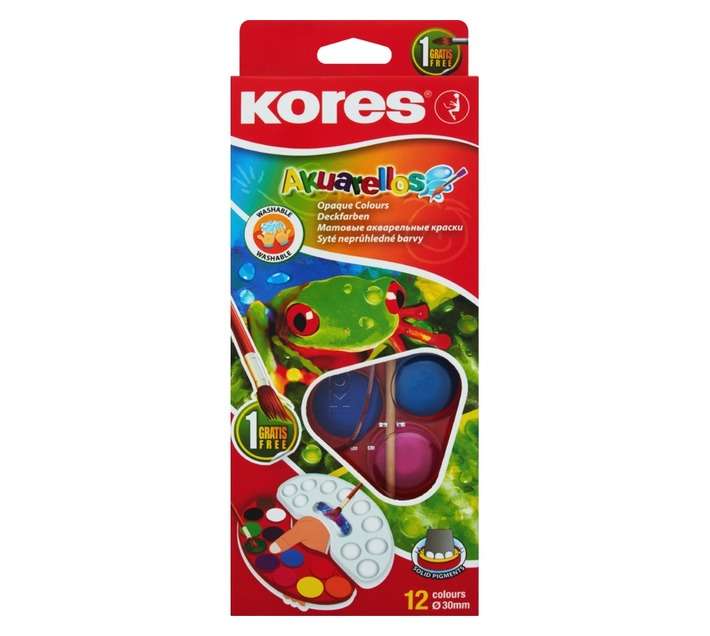 Kores 12 Pack Water Colours and Brush