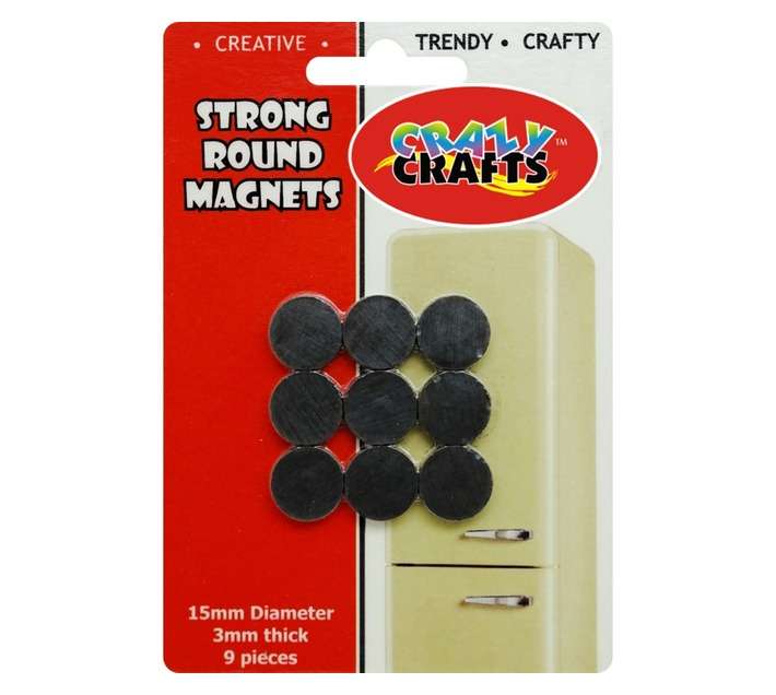 Crazy Crafts 9 x Round Magnets (15mm)
