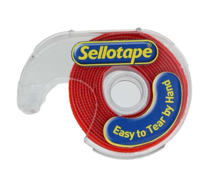 Sellotape Hook and Loop Strap Tape - Red (2m x 20mm)