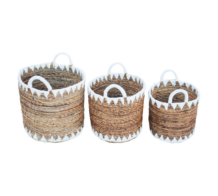Design House 3 Piece Basket Set with White Edges - Natural