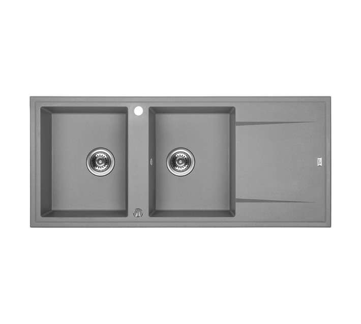 Laveo Megalo 2 Bowl with Drainer Sink - Grey (1160 x 500 x 170mm)