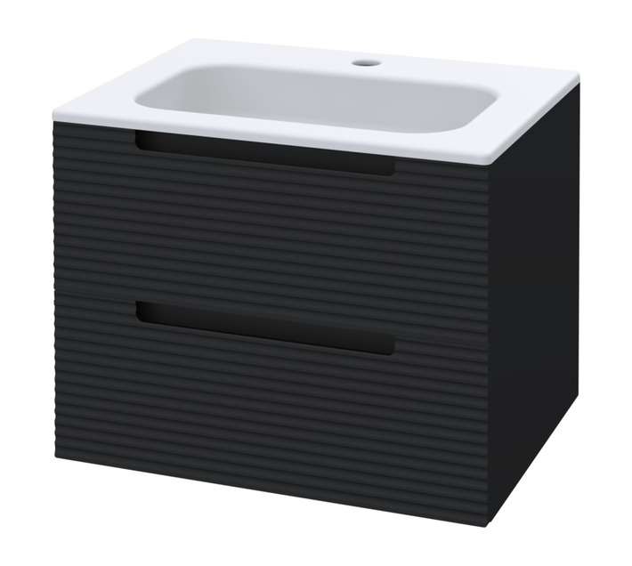 Luximo Design 2 Drawer Cara Vanity Cabinet - Matt Black (610mm)