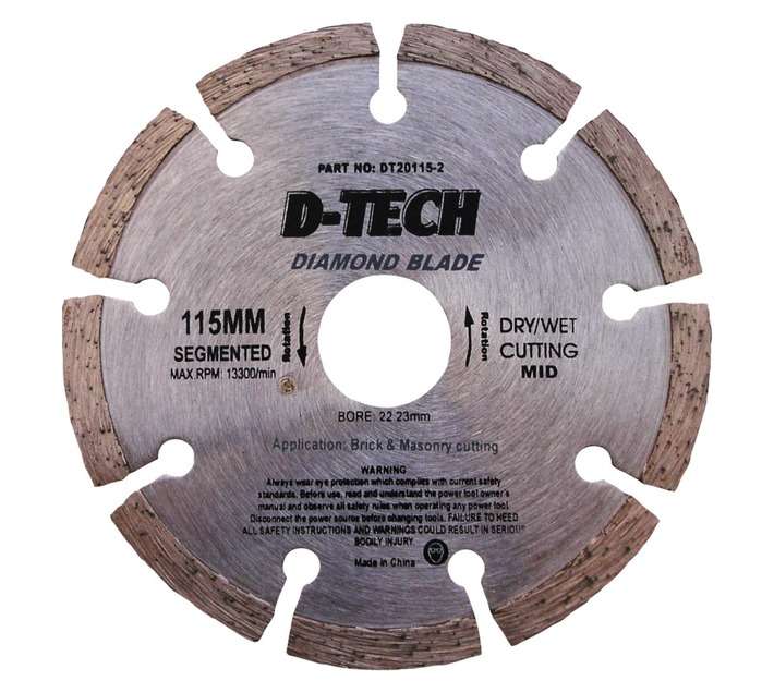 D-Tech DT20115-2 Segmented Diamond Blade (115 x 22.23mm)