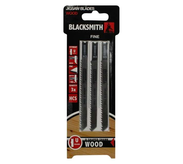 Blacksmith U Shank wood Finfin 60mm Jigsaw Blade (3 piece)