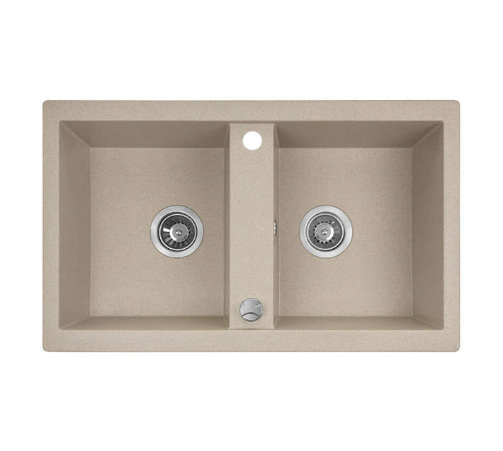 Laveo Barbados 2 Bowl Sink - Beige (780 x 480 x 170mm)
