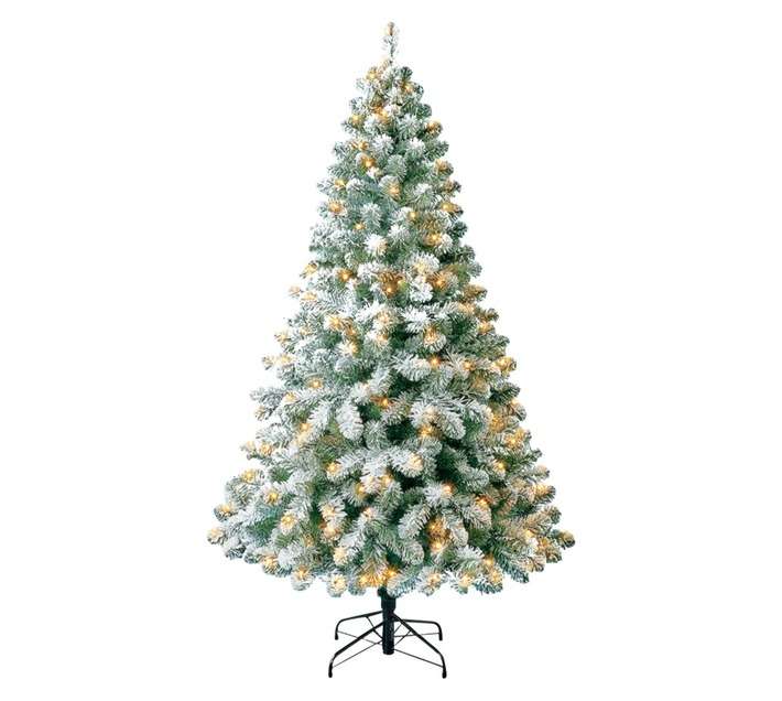 Evergreen Snowy Oxford Pine Pre-Lit Christmas Tree - Green/White (1800mm)