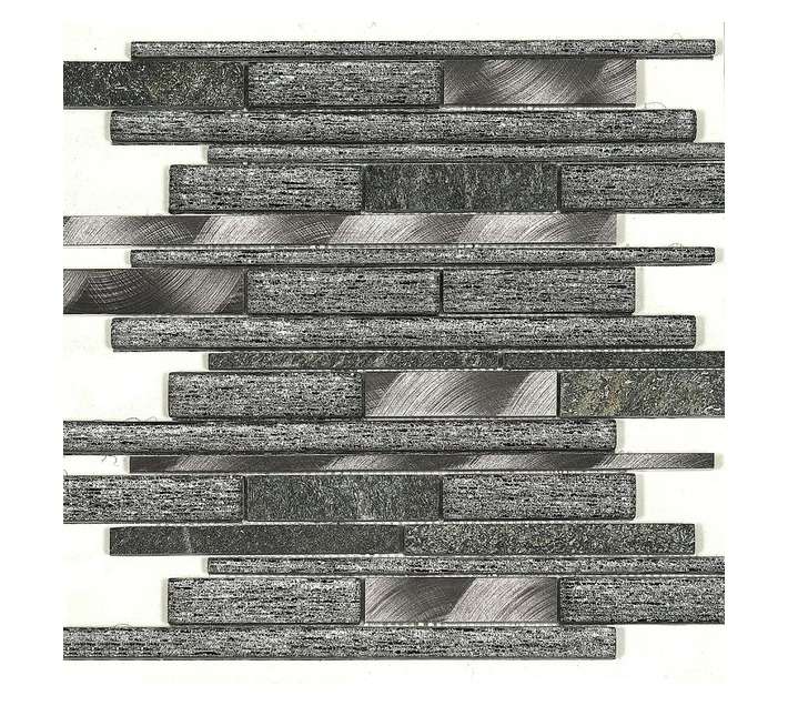 Ceramic Wholesalers Interlock Glacier Mix Mosaic Tile - Matt Black/Grey (315 x 295mm)