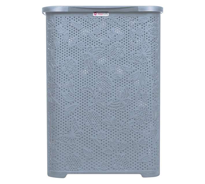 Rand Plastics Floral Linen Bin - Silver