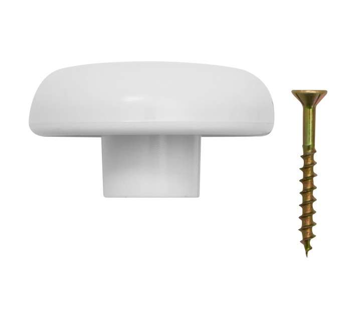 Home and Kitchen Plastic Mushroom Knob - White (40mm)