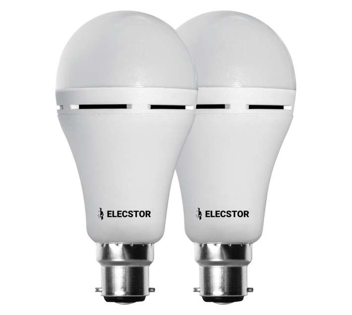 Elecstor 2 x B22 Rechargeable LED Globe Bulbs - Cool White (7W)
