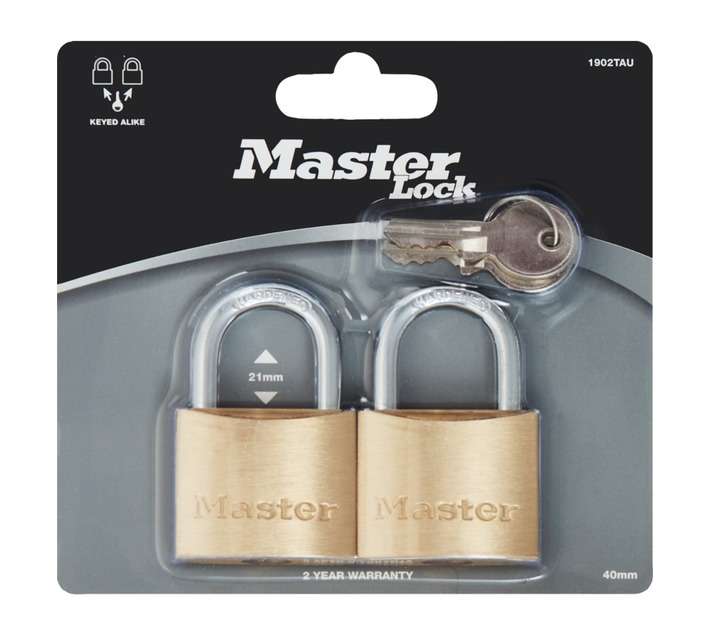 Master Lock MA200032 2 x Economy Locks - Brass (150mm)