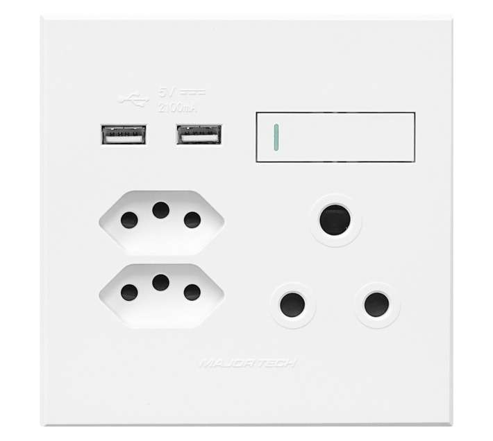 Veti Series 3 1 x RSA 2 x V-Slim 2 x USB Plug Sockets - White (100 x 100mm)