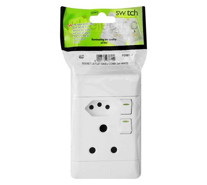 CBI 2x4 Euro Socket 100x50mm - White