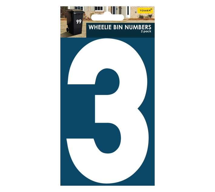 Tower Wheelie Bin Number 3 Sticker - Blue/White (170mm)