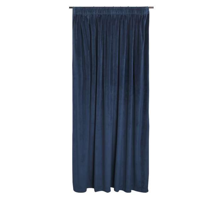 Design House Jacquard Velvet Taped Curtain - Midnight Blue (2300 x 2500mm)