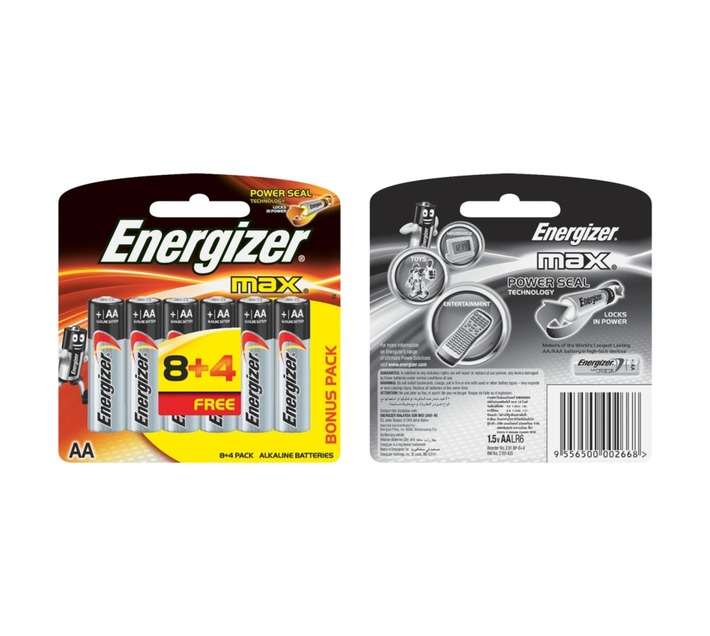 Energizer Max 12 x Alkaline Batteries (AA) E300203600
