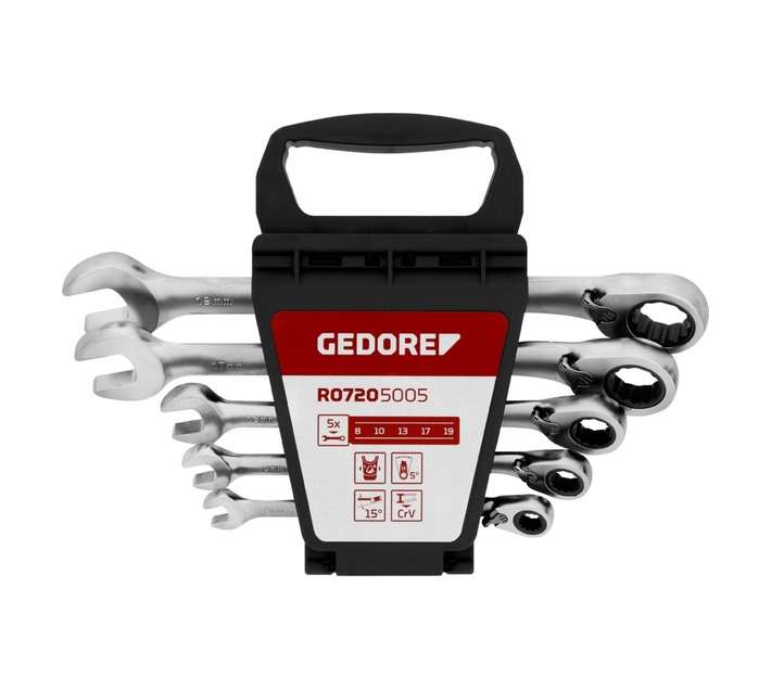 Gedore Red 5 Piece Combination Ratchet Spanner Set